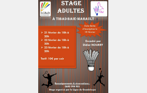Stage Adultes-Tibad (Baie-Mahault)